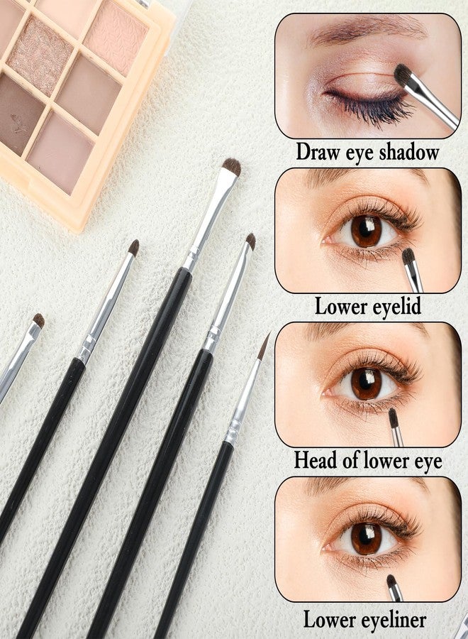 Bremorou 5 Pcs Mini Eyeshadow Brush Tiny Makeup Brush Mini Smudge Brush for Eyeliner Eyeshadow Brushes Eyeliner Brushes for Powder Gel Cream Liquid Concealer Eyeliners Blending Corner Highlighter Black Women - Image 3